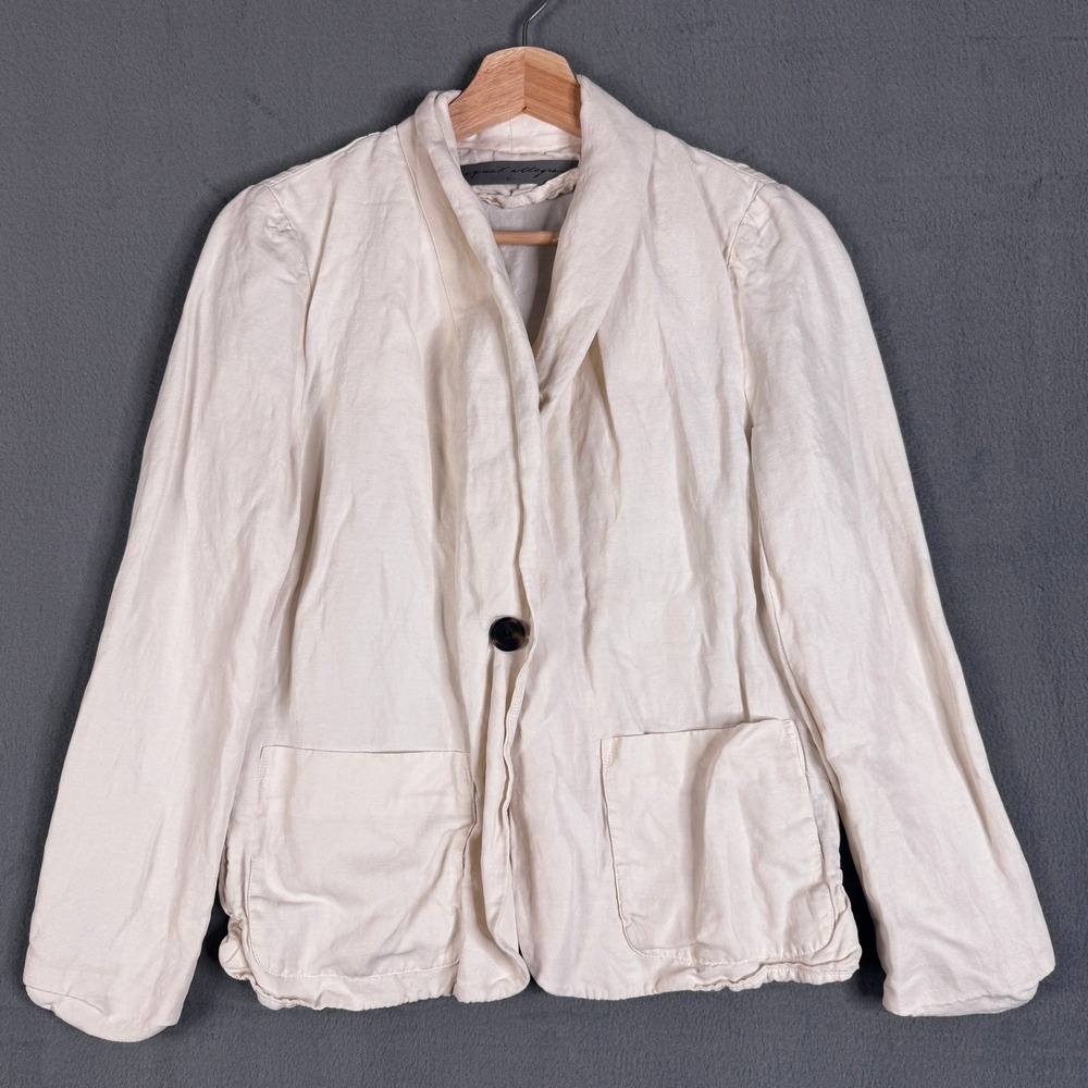 Raquel Allegra White Linen Silk Blend Blazer Jacket Size 00